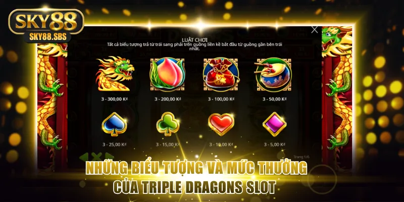 Những biểu tượng và mức thưởng của Triple Dragons slot
